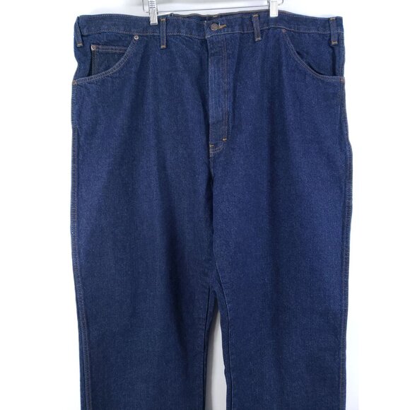 Dickies Mens 48x32 Regular Fit Work Jeans Straight Leg Denim Dark Wash 5-Pocket - Picture 8 of 11